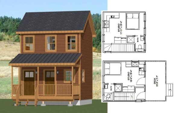 16×16 Tiny Duplex Plans 441 sq ft PDF Floor Plan