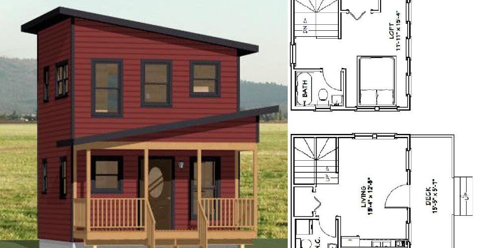 16×16 Tiny House 3d 433 sq ft PDF Floor Plan