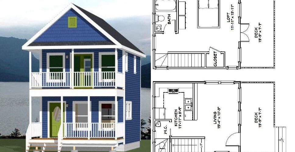 16×20 House Design Plan 1 Bedroom 1.5 Bath 569 sq ft PDF Floor Plan