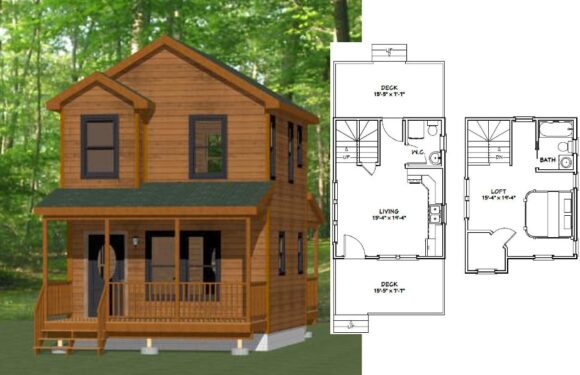 16×20 House Plans 3d 1 Bedroom 1.5 Bath 586 sq ft PDF Floor Plan