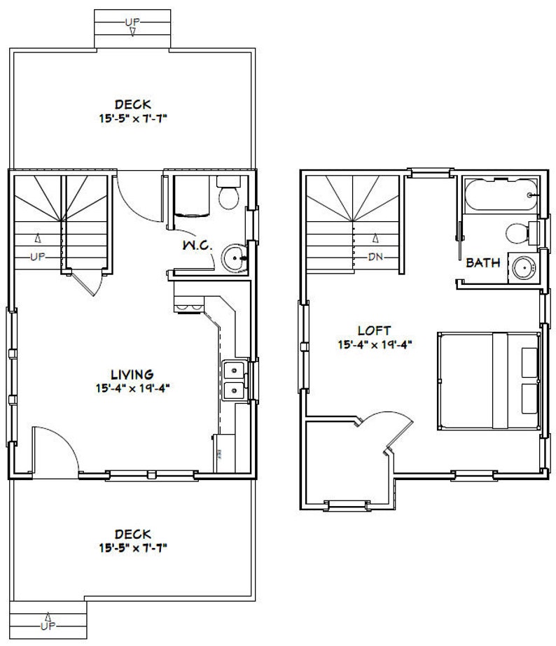 16x20-Simple-House-Design-1-Bedroom-1.5-Bath-586-sq-ft-PDF-Floor-Plan-layout-plan