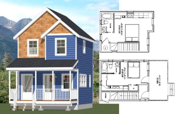 16×20 Small Duplex House 574 sq ft PDF Floor Plan