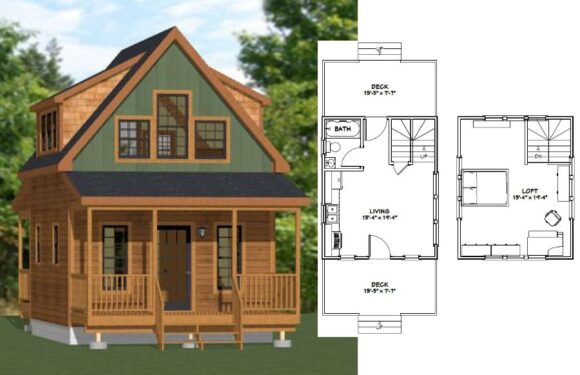 16×20 Small House Design 574 sq ft PDF Floor Plan