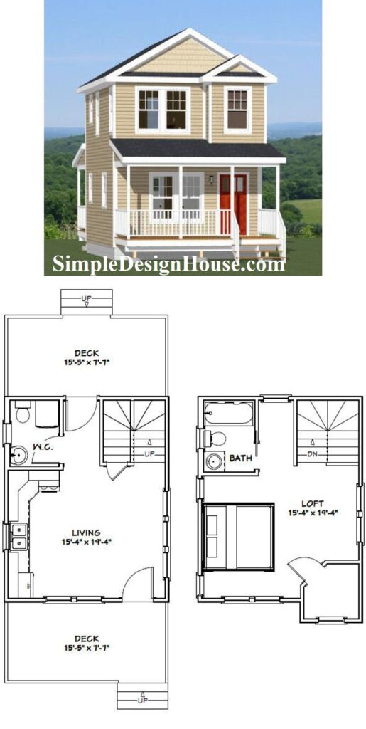16x20-Tiny-House-Plan-1-Bedroom-1.5-Bath-586-sq-ft-PDF-Floor-Plan-3d