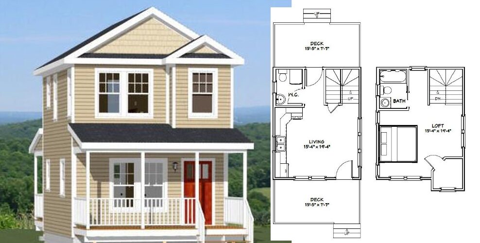 16×20 Tiny House Plan 586 sq ft PDF Floor Plan