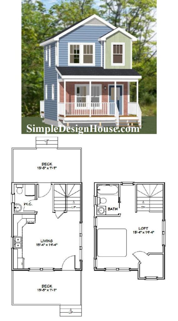 16x20-Tiny-Simple-House-1-Bedroom-1.5-Bath-586-sq-ft-PDF-Floor-Plan-3d