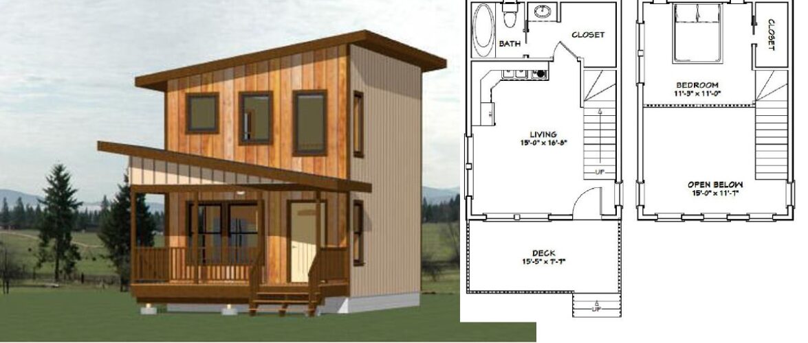 16×24 Best Small House 555 sq ft PDF Floor Plan