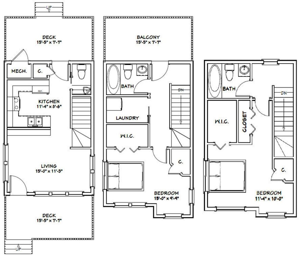 16x24-Simple-House-Plan-2-Bedrooms-2.5-Baths-1075-sq-ft-PDF-Floor-Plan-layout-plan