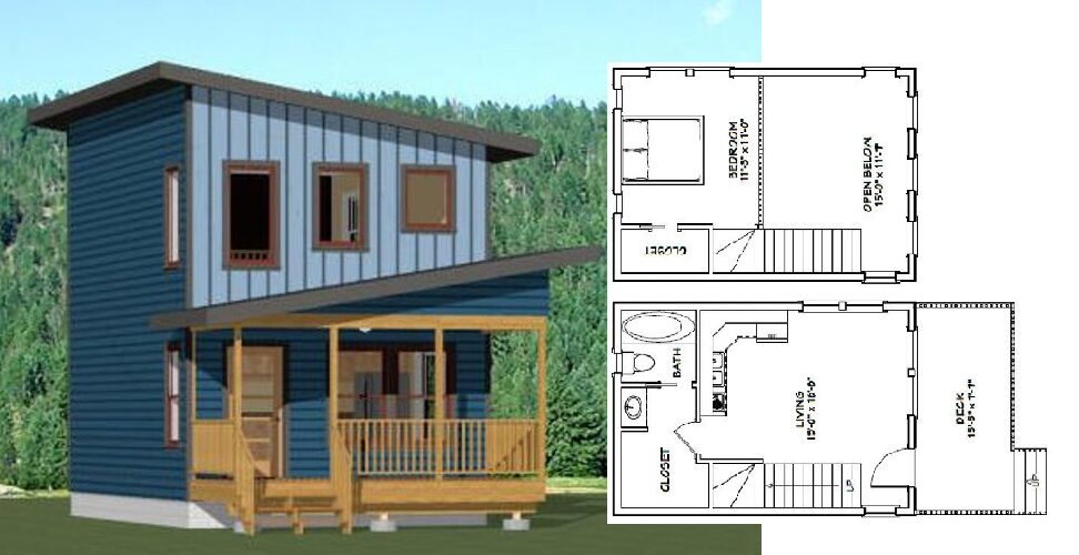 16×24 Small House Plan 555 sq ft PDF Floor Plan