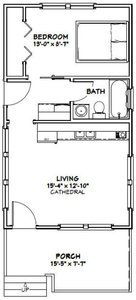 16x28-Tiny-House-Plan-1-Bedroom-1-Bath-447-sq-ft-PDF-Floor-Plan-layout-plan