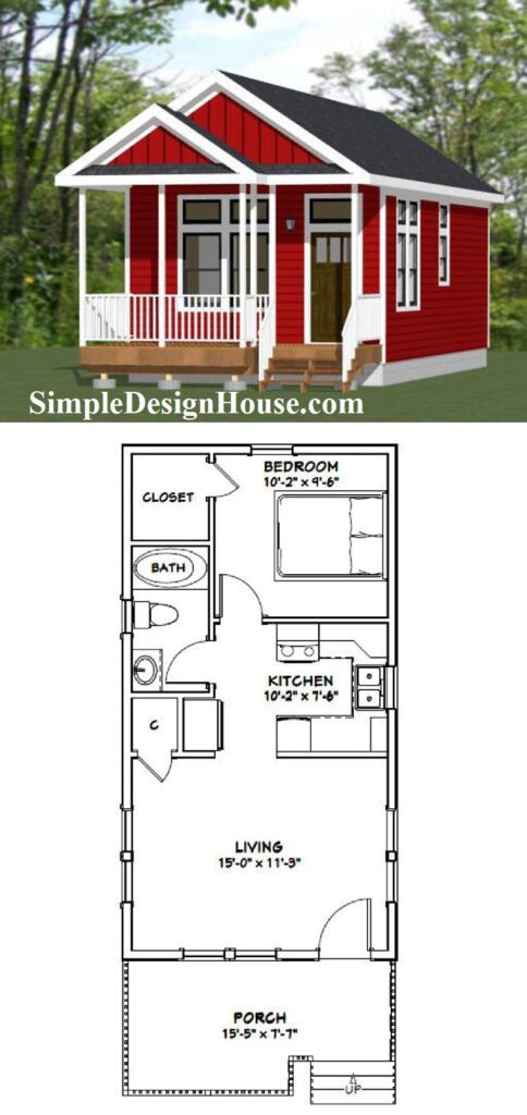 16x30-Small-House-Design-1-Bedroom-1-Bath-480-sq-ft-PDF-Floor-Plan-3d-1