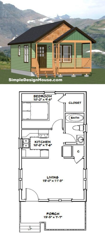 16x30-Small-House-Design-1-Bedroom-1-Bath-480-sq-ft-PDF-Floor-Plan-3d