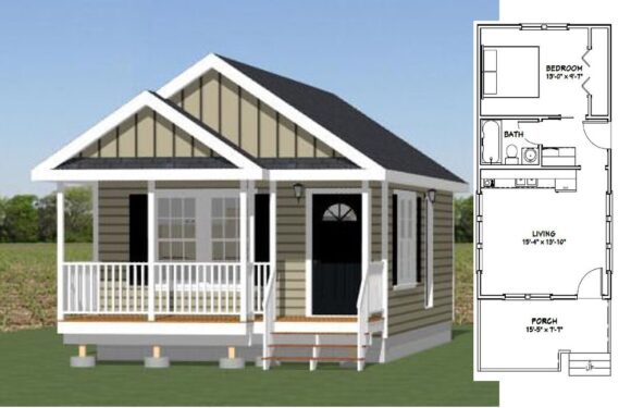 16×30 Small House Design 480 sq ft PDF Floor Plan