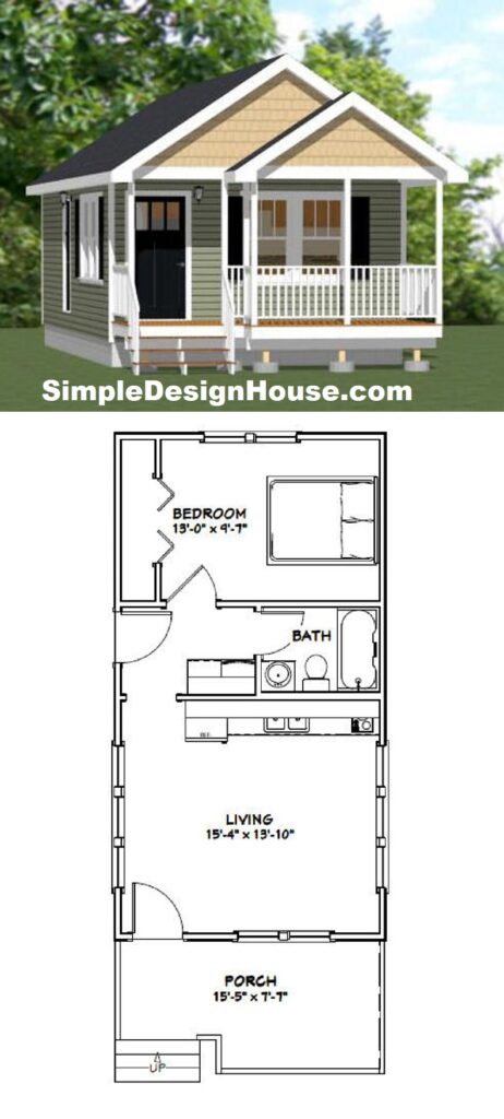 16x30-Small-House-Plans-1-Bedroom-1-Bath-480-sq-ft-PDF-Floor-Plan-3d