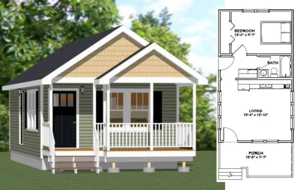 16×30 Small House Plans 1 Bedroom 1 Bath 480 sq ft PDF Floor Plan