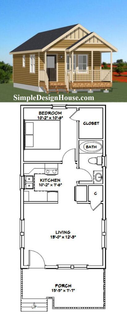 16x32-House-Design-3d-1-Bedroom-1-Bath-511-sq-ft-PDF-Floor-Plan-3d