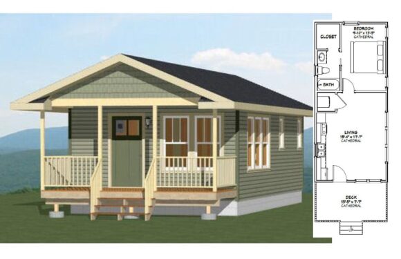 16×32 House Plans 3d 1 Bedroom 1 Bath 511 sq ft PDF Floor Plan