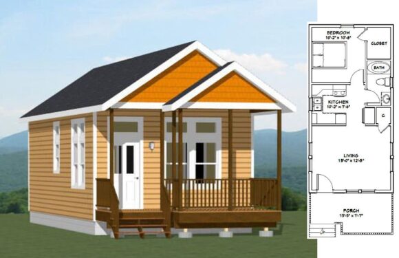 16×32 House Plans Idea 1 Bedroom 1 Bath 511 sq ft PDF Floor Plan