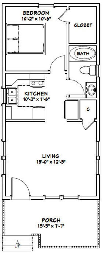 16x32-House-Plans-Idea-1-Bedroom-1-Bath-511-sq-ft-PDF-Floor-Plan-layout-plan