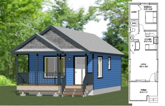 16×32 Small House Design 1 Bedroom 1 Bath 511 sq ft PDF Floor Plan