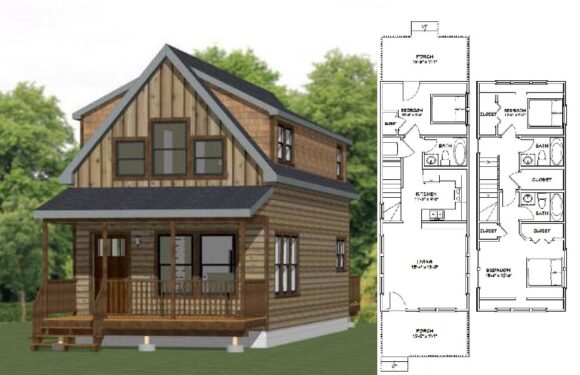 16×40 House Design Plan 3 Bedrooms 3 bath room 1,193 sq ft PDF Floor Plan
