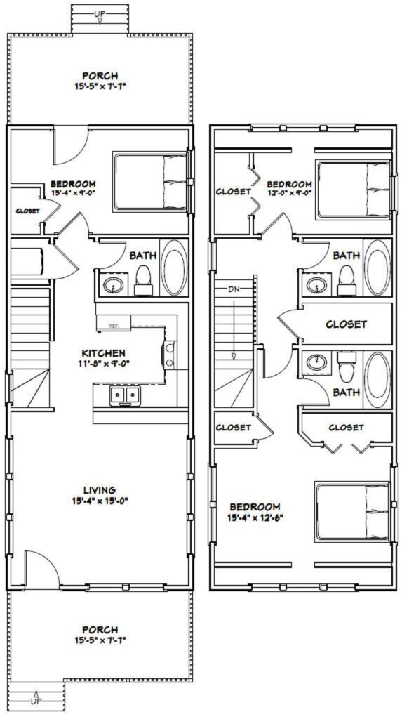 16x40-House-Design-Plan-3-Bedrooms-3-bath-room-1193-sq-ft-PDF-Floor-Plan-layout-plan