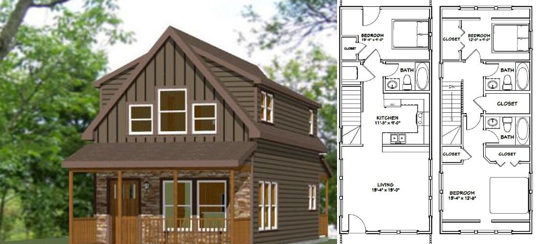 16×40 Simple House Design 1,193 sq ft PDF Floor Plan