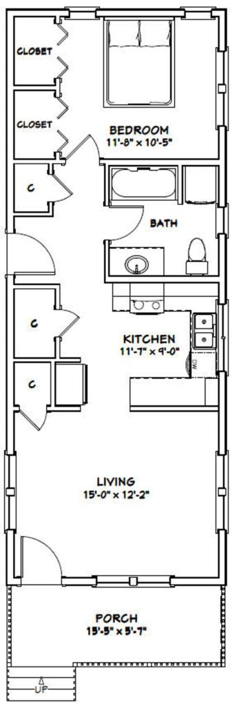 16x42-Small-House-3d-1-Bedroom-1-Bath-672-sq-ft-PDF-Floor-Plan-layout-plan