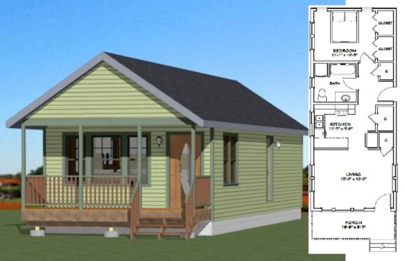 16×42 Small House Plan 672 sq ft PDF Floor Plan
