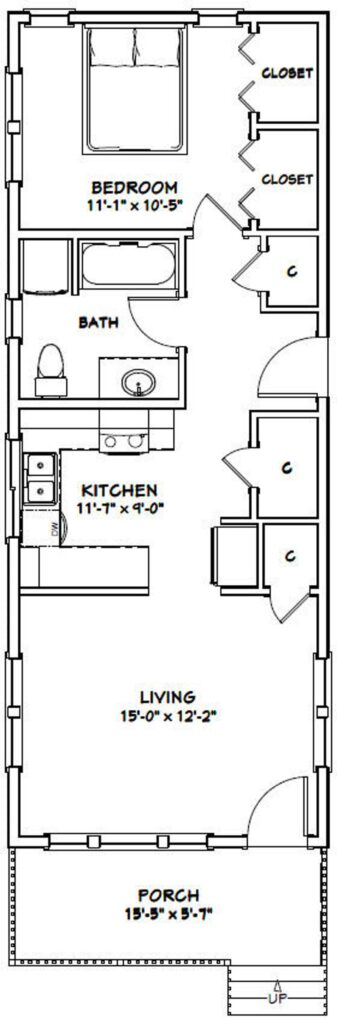 16x42-Small-House-Plan-1-Bedroom-1-Bath-672-sq-ft-PDF-Floor-Plan-layout-plan