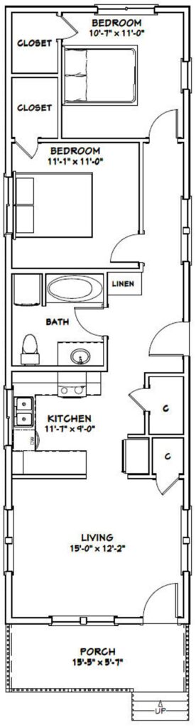 16x54-House-Design-3d-2-Bedrooms-1-Bath-864-sq-ft-PDF-Floor-Plan-layout-plan