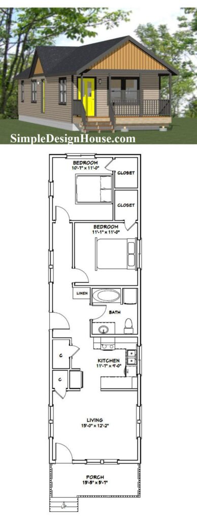 16x54-House-Design-Plans-2-Bedrooms-1-Bath-864-sq-ft-PDF-Floor-Plan-3d