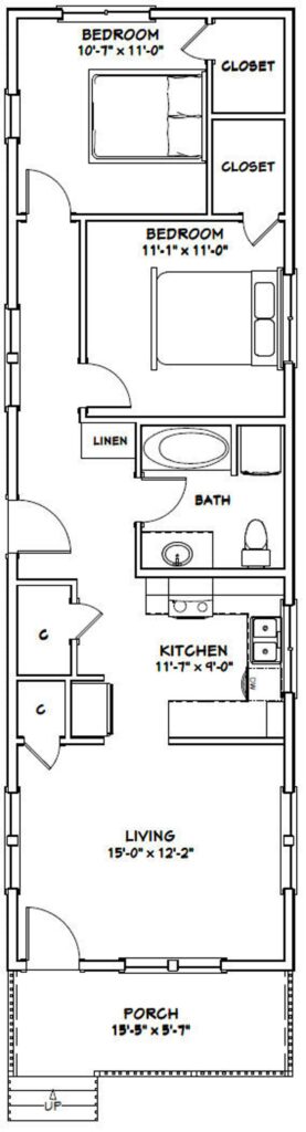 16x54-House-Design-Plans-2-Bedrooms-1-Bath-864-sq-ft-PDF-Floor-Plan-layout-plan