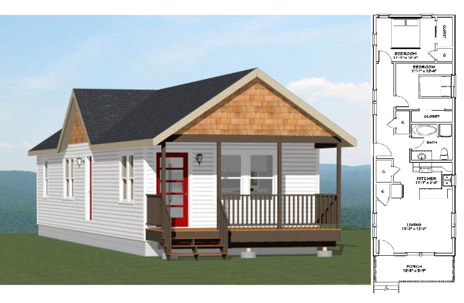 16x54-Small-House-Plan-2-Bedrooms-1-Bath-864-sq-ft-PDF-Floor-Plan-Cover