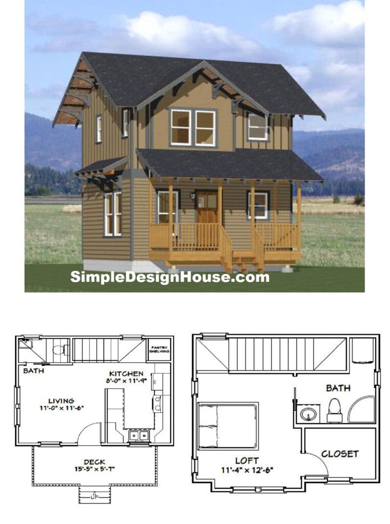 20x16-Small-House-Plan-1-Bedroom-1.5-Bath-547-sq-ft-PDF-Floor-Plan-3d