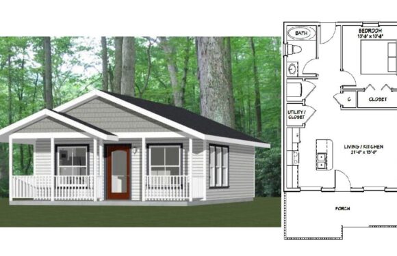 22×28 Small House Design 1 Bedroom 1 Bath 616 sq ft PDF Floor Plan