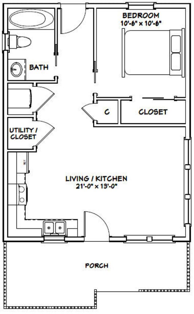 22x28-Tiny-House-Plans-1-Bedroom-1-Bath-616-sq-ft-PDF-Floor-Plan-layout-plan