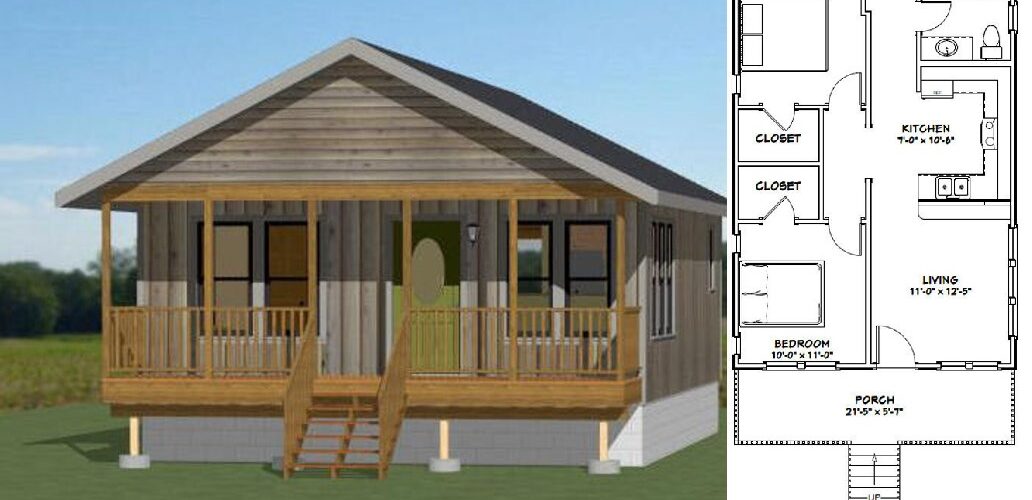 22×32 Simple House Plans 2 Bedrooms 1 Baths 704 sq ft PDF Floor Plan
