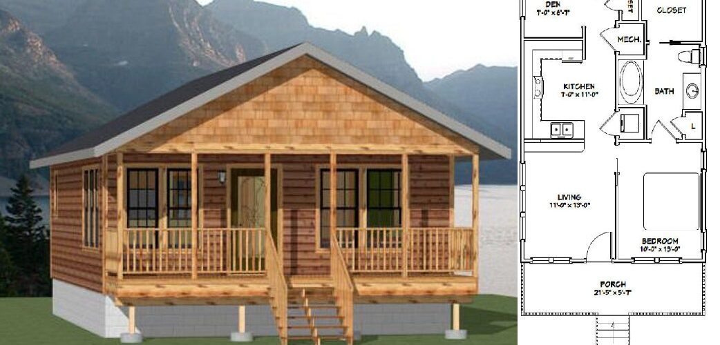 22×32 Small House Plans 1 Bedroom 1 Bath 704 sq ft PDF Floor Plan