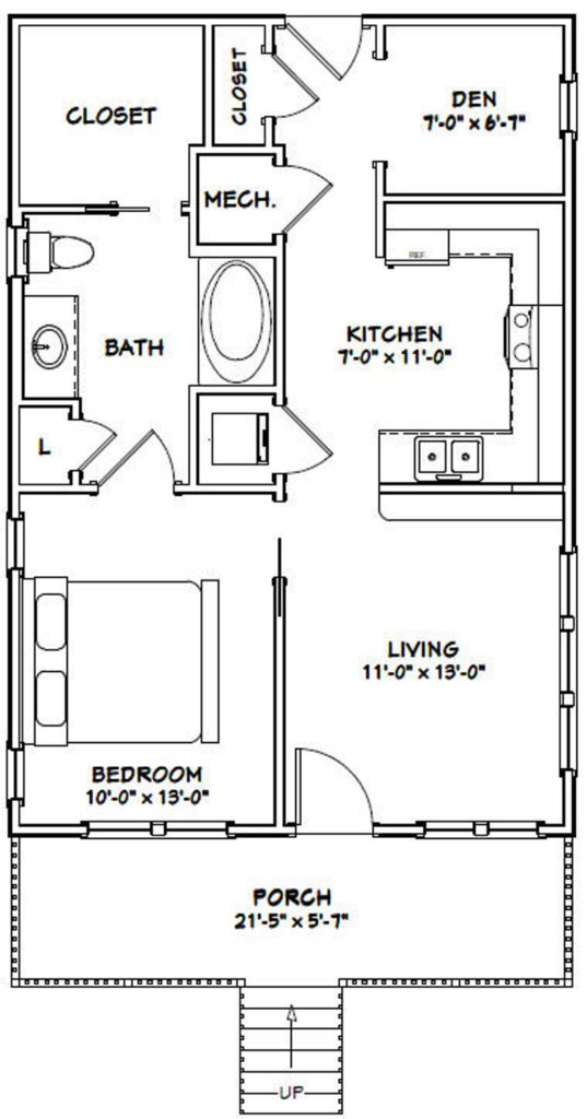 22x32-Tiny-House-Design-1-Bedroom-1-Bath-704-sq-ft-PDF-Floor-Plan-layout-plan