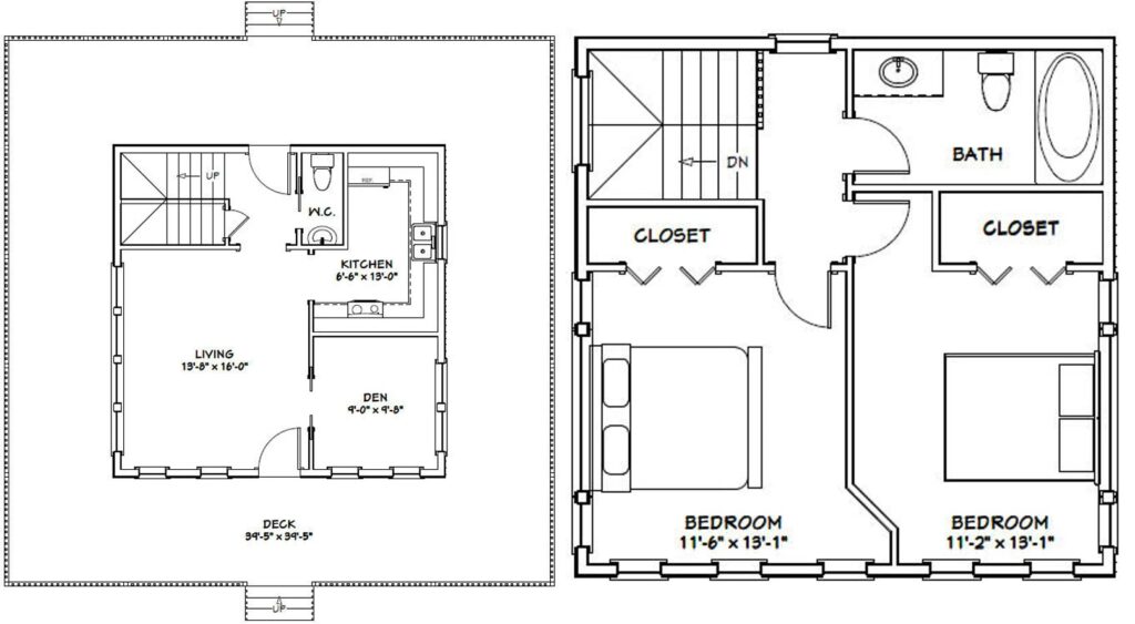 24x24-House-Design-Plans-2-Bedrooms-1.5-Bath-1059-sq-ft-PDF-Floor-Plan-layout-plan