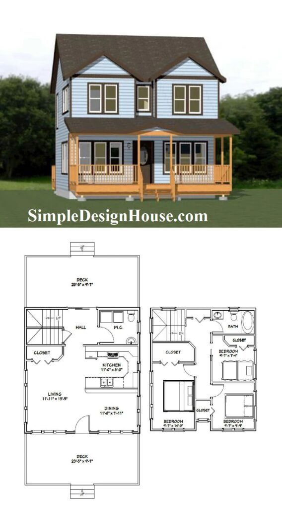 24x24-House-Plans-3d-3-Bedrooms-2-Baths-1106-sq-ft-PDF-Floor-Plan-3d