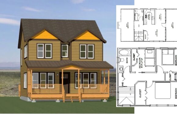 24×24 House Plans Design 3 Bedrooms 2 Baths 1106 sq ft PDF Floor Plan