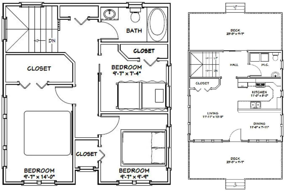 24x24-House-Plans-Design-3-Bedrooms-2-Baths-1106-sq-ft-PDF-Floor-Plan-layout-plan