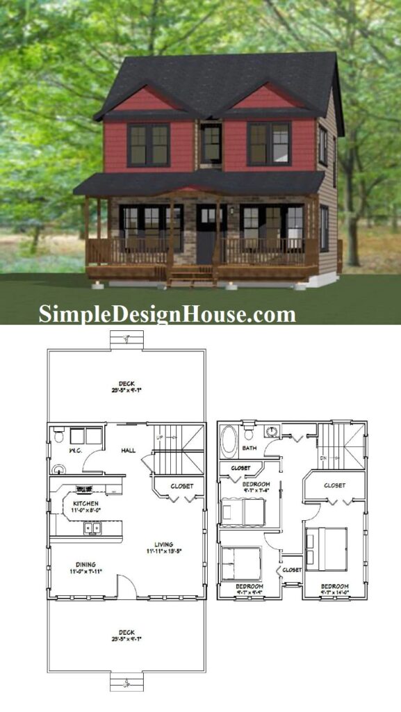 24x24-House-Plans-Idea-3-Bedrooms-2-Baths-1106-sq-ft-PDF-Floor-Plan-3d