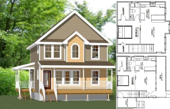 24×24 Layout Small Duplex House 1088 sq ft PDF Floor Plan