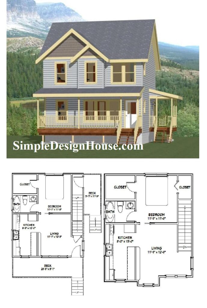 24x24-Small-Duplex-Design-1096-sq-ft-PDF-Floor-Plan-3d