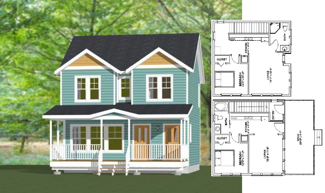 24x24-Small-Duplex-House-2-Bedrooms-2-Baths-1086-sq-ft-PDF-Floor-Plan-Cover