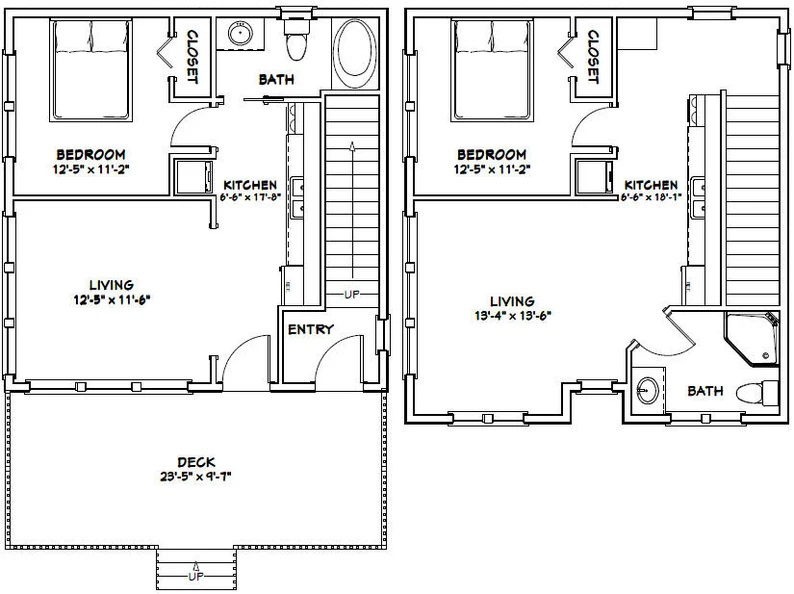 24x24-Small-Duplex-House-2-Bedrooms-2-Baths-1086-sq-ft-PDF-Floor-Plan-layout-plan