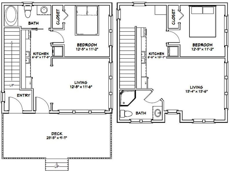 24x24-Small-Duplex-Idea-2-Bedrooms-2-Baths-1086-sq-ft-PDF-Floor-Plan-layout-plan